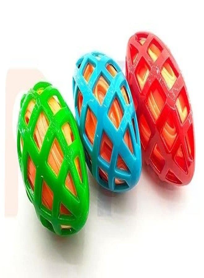 Pups&Pets Durable Non Toxic Natural Rubber Rugby Ball with Squeaky Sound Toy Ideal for Playing and Chewing Aggressive Chewers Dogs and Puppies (Multicolor, Pack of 1) - Image 1